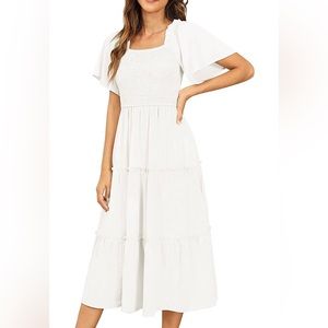 Zattcass women’s smocked dress flutter sleeve